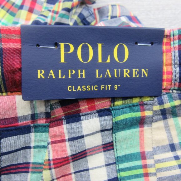Polo Ralph Lauren Patchwork Madras Chino Shorts Classic Fit 9" Men's Size 34 NEW - Picture 10 of 15